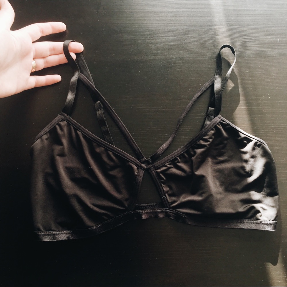 Urban Outfitters cross-front black bra